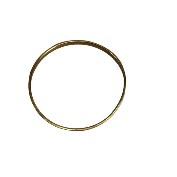 Gold-Tone Thin Bangle Bracelet With Inlaid Abalone Shell Design - Picture 3 of 5